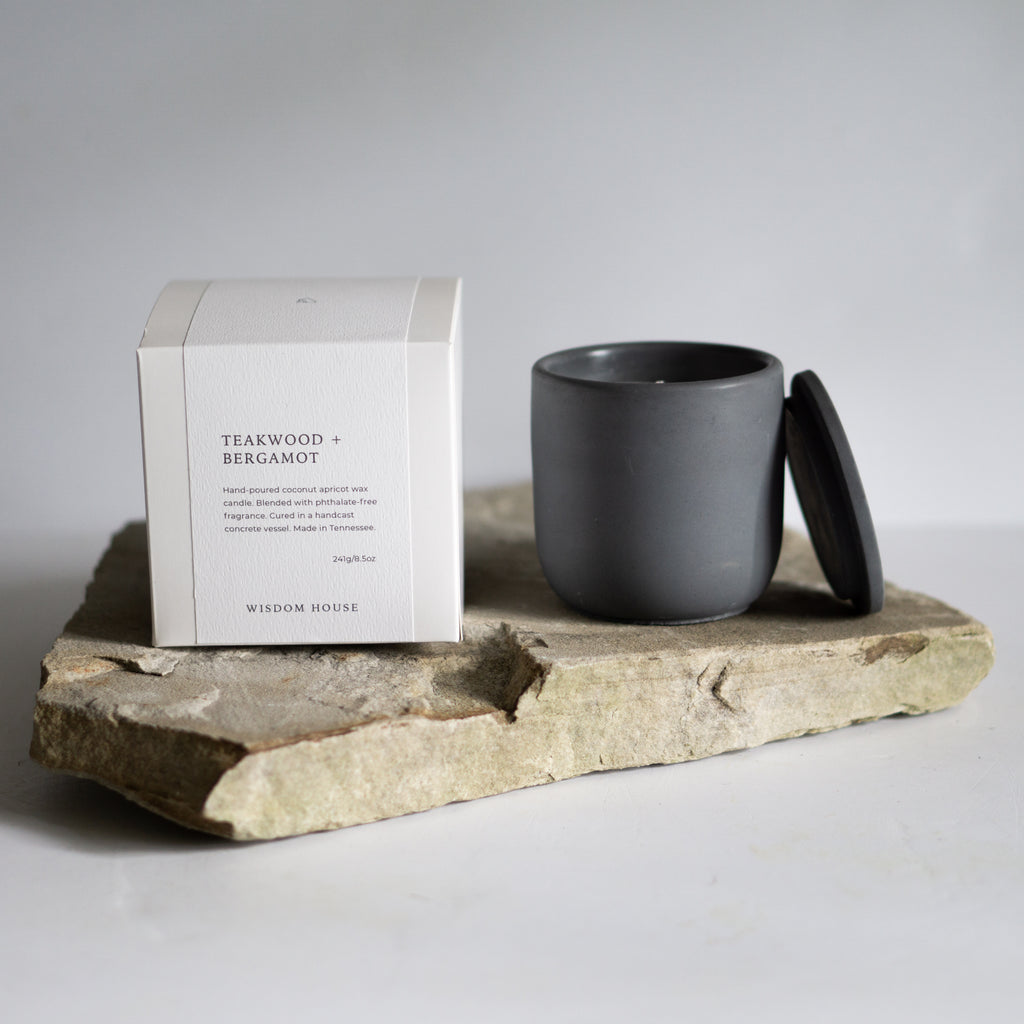 Teakwood + Bergamot Concrete Candle